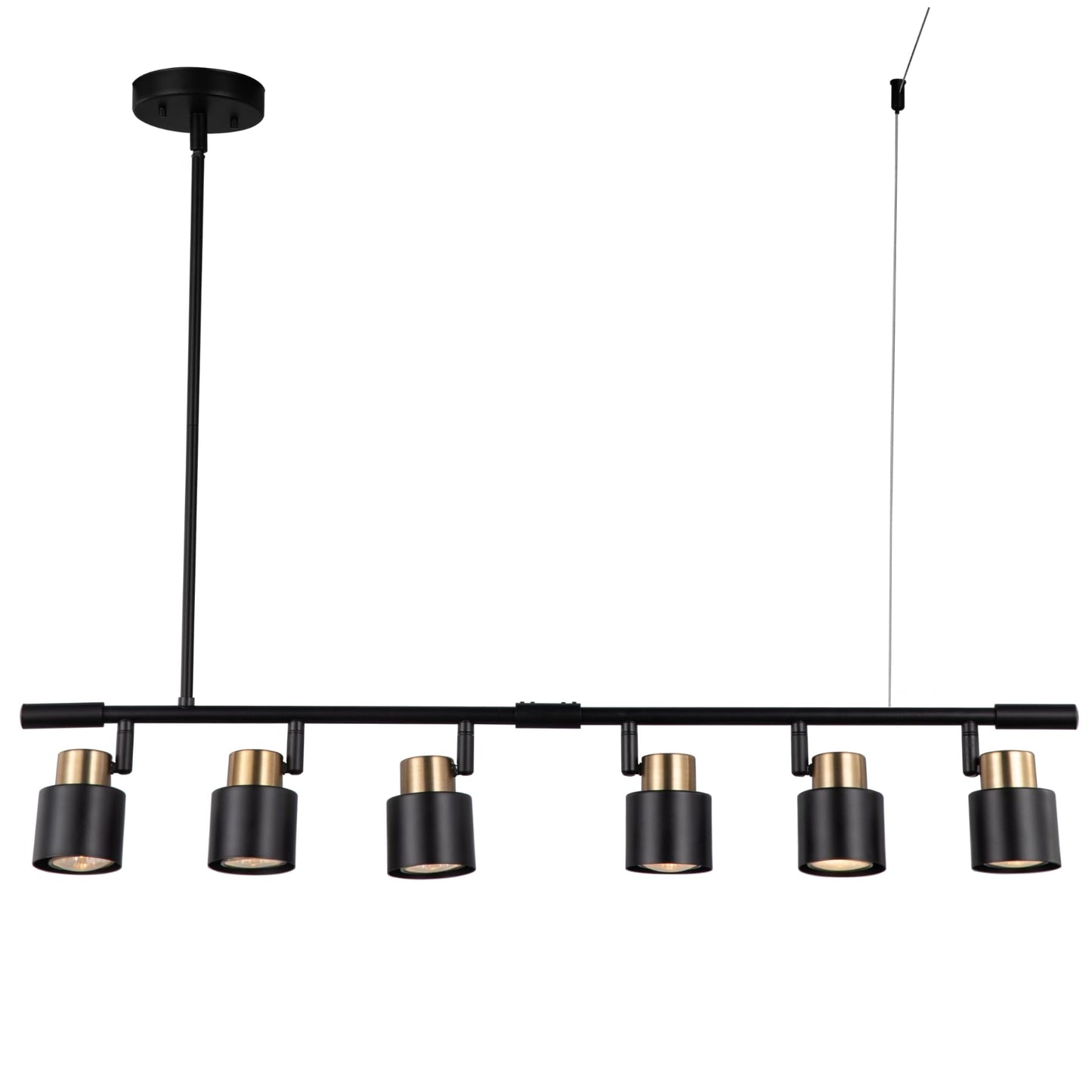 CRAFTRONOS 6 Light Track Lighting Kit, Matt Black Brass Finish Adjustable Height with Moden Flush Mount Ceiling Spotlight for Kitchen,Dining,Living Room,Home Improvement