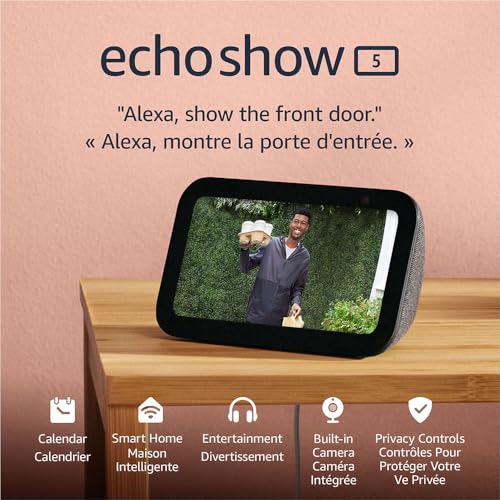 Amazon Echo Show 5 (newest model), Smart display with deeper bass and clearer sound, Charcoal