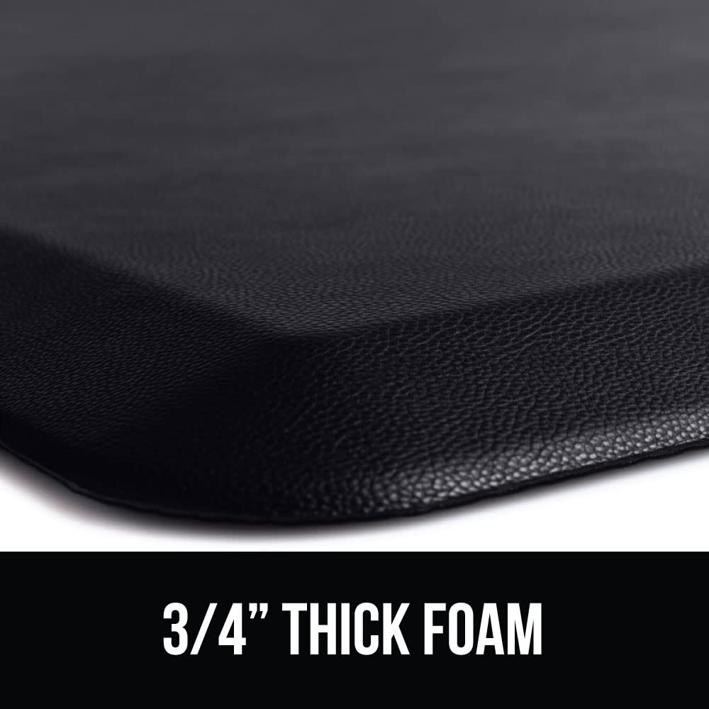 GORILLA GRIP Comfortable Cushioned Kitchen Mats for Floor, 39x20, Waterproof and Stain Resistant Soft Top, 3/4 Inch Thick Ergonomic Standing Desk Anti Fatigue Mat, Foam Supports Ankles and Feet, Black