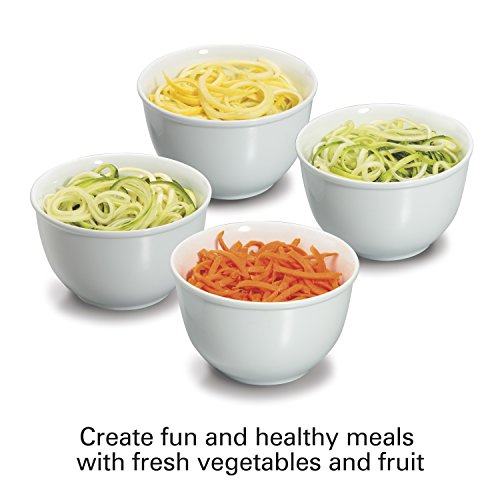 Hamilton Beach 3-in-1 Electric Vegetable Spiralizer for Veggie Noodles, Zoodle Maker & Slicer With 3 Cutting Cones for Spaghetti, Linguine, and Ribbons, 6-Cups, Black (70930)