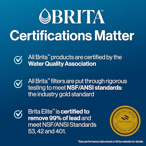 Brita 27-Cup Elite Water Filter Dispenser, Black, Reduces 30+ Contaminants, Lead & Microplastics, 6-Month Filter