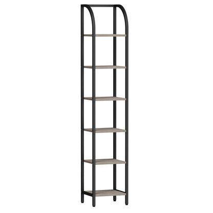 Hzuaneri Bookshelf Bookcase Narrow Bookcase Shelf Organizer with Steel Frame for Study Living Room Bedroom Kitchen Home Office Industrial Bookshelf 6-Tier Greige BC56005B
