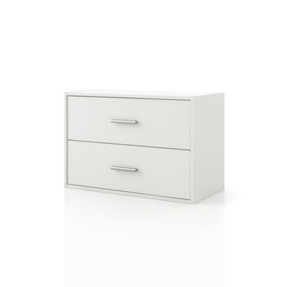 Homes: Inside + Out Apexa 2-Drawer Wooden Stackable Storage Drawers, Small Food Pantry Cabinet, Cajonera De Madera, Underbed Drawer Dorm Teen Room Decor & Bedroom, Home Office, Kitchen, White