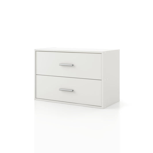 Homes: Inside + Out Apexa 2-Drawer Wooden Stackable Storage Drawers, Small Food Pantry Cabinet, Cajonera De Madera, Underbed Drawer Dorm Teen Room Decor & Bedroom, Home Office, Kitchen, White
