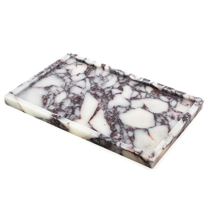 Real Luxurious Natural Marble Vanity Tray Genuine Marble Storage Tray for Home Decor Stone Tray for Bathroom/Kitchen/Vanity/Dresser,Plate Holder for Tissues, Candles, Towel