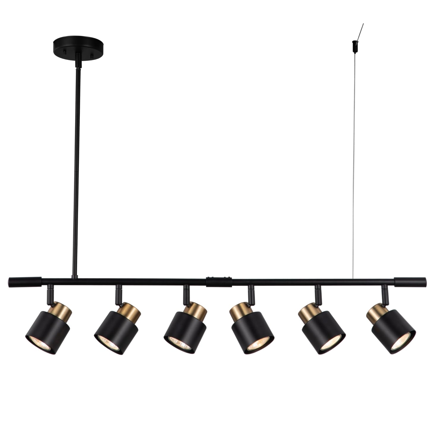 CRAFTRONOS 6 Light Track Lighting Kit, Matt Black Brass Finish Adjustable Height with Moden Flush Mount Ceiling Spotlight for Kitchen,Dining,Living Room,Home Improvement