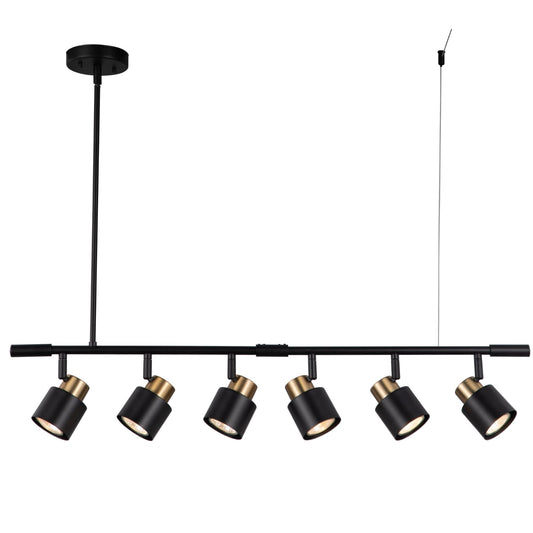 CRAFTRONOS 6 Light Track Lighting Kit, Matt Black Brass Finish Adjustable Height with Moden Flush Mount Ceiling Spotlight for Kitchen,Dining,Living Room,Home Improvement