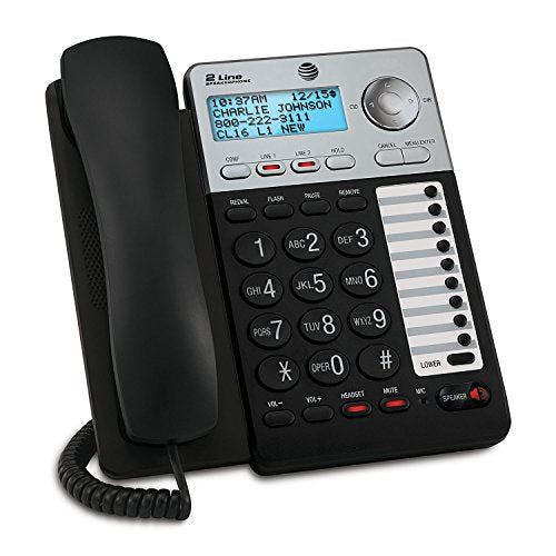 AT&T 2-Line Corded Phone with Speakerphone, 18 number Speed Dial, 100 Name/Number Caller ID and Phonebook, Data Port (ML17929)