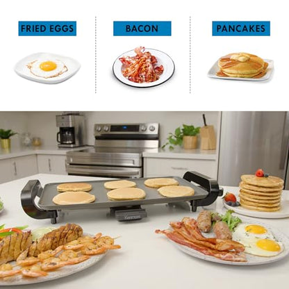 Kenmore Electric Griddle NonStick 1500W Adjustable Temperature 10"x18" Easy to Clean Large Cooking Surface Ideal for Pancakes Grilled Cheese Breakfast and Family Meals