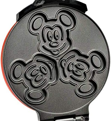 Disney Mickey Mouse MIC-62 Double Flip Waffle Maker by Select Brands - Nonstick Mini Waffle Iron with Rotating Design - Makes 6 Mickey Waffles - Variable Shade Control