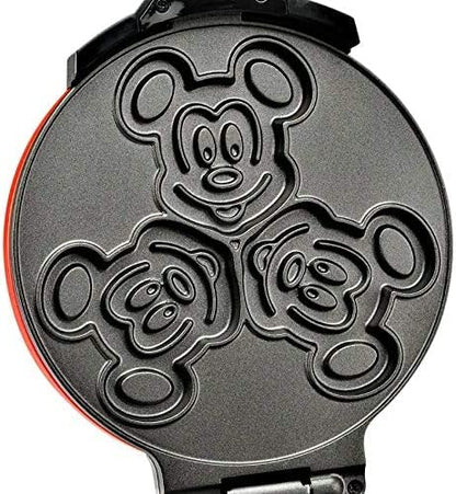 Disney Mickey Mouse MIC-62 Double Flip Waffle Maker by Select Brands - Nonstick Mini Waffle Iron with Rotating Design - Makes 6 Mickey Waffles - Variable Shade Control