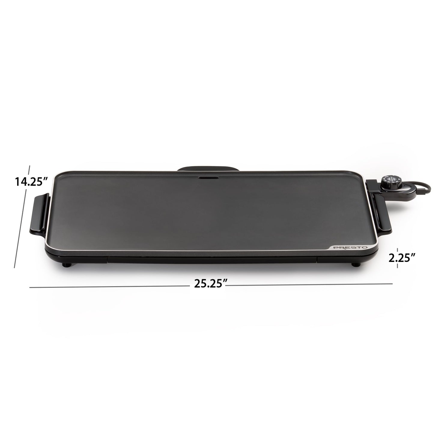 Presto 07072 22-Inch Extra Large Griddle, 22"x 13", Low Profile Design, Ceramic Nonstick, Black