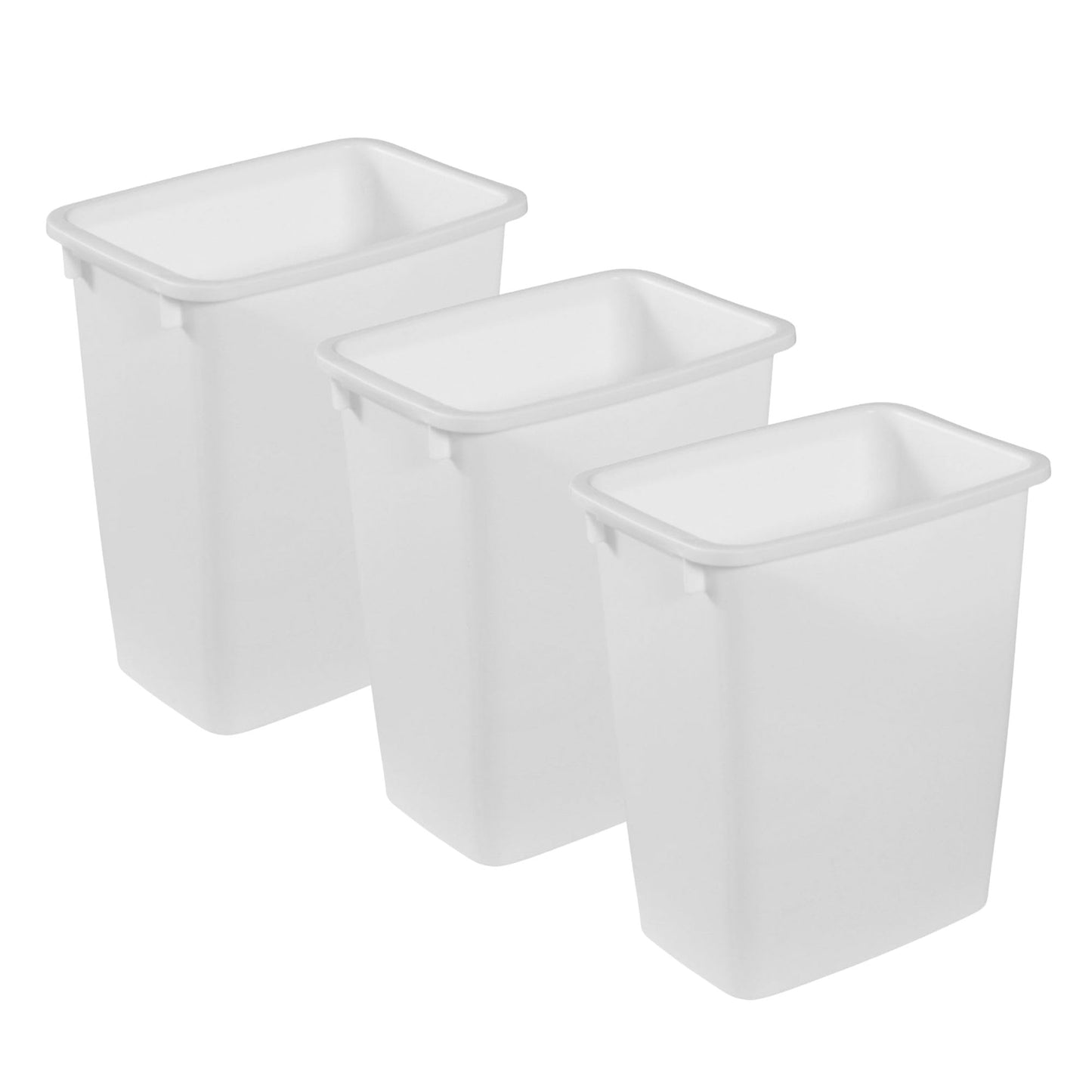 Rubbermaid 3 Pack Traditional Open Top Waste Basket Indoor Trash Bin Container for Bathrooms, Kitchens, and Home Office, 21 Quart, White