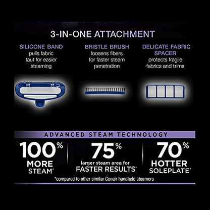 Conair GS38NXC Turbo ExtremeSteam Handheld Fabric Steamer, 1875W Advanced Steam Technology, 40-second Fast Heat Up