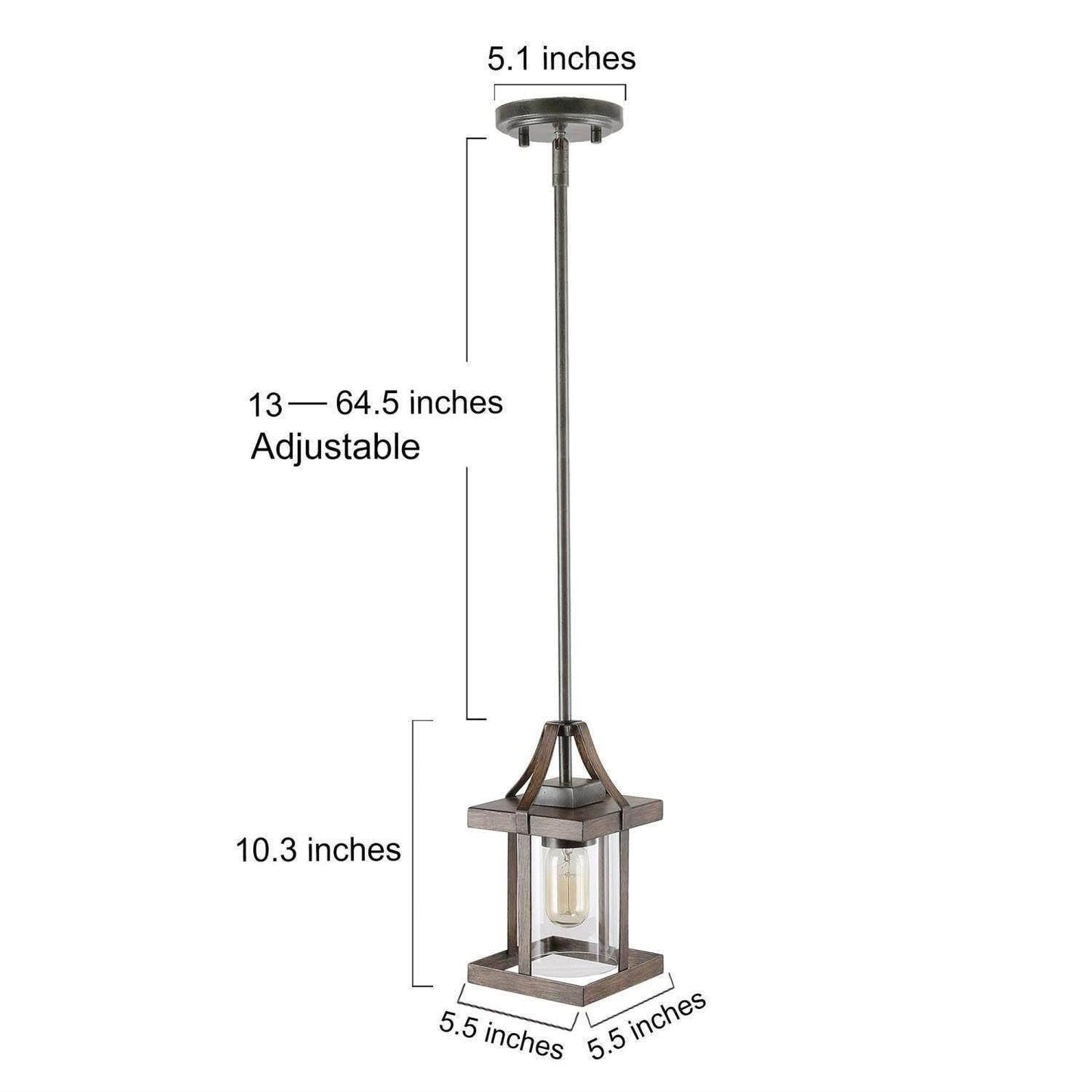 LOG BARN Pendant Lights Kitchen Island, Farmhouse Kitchen Pendant Lighting Over Island with Clear Glass, Rustic Faux Wood Pendant Light Fixtures, 5.5'' x 10.3''