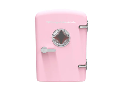 Frigidaire Retro 9-Can Mini Personal Fridge Portable Cooler for Car, Office, Bedroom, Dorm Room, or Cabin, 11.8" D x 7.1" W x 10.1" H, PINK