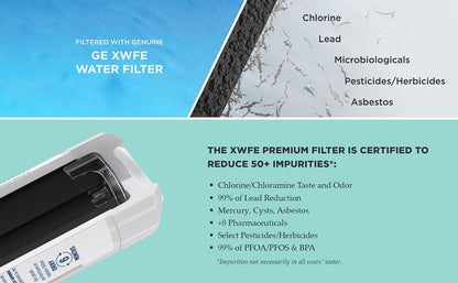 GE XWFE Refrigerator Water Filter, Certified to Reduce Lead, Sulfur & 50+ Impurities, 6-Month Life, 1-Pack, White