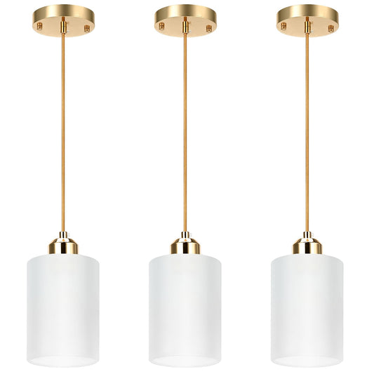 KRETAELY 3 Pack Pendant Lights Kitchen Island, Gold Pendant Light Over Island, Modern Glass Island Lights for Kitchen,Adjustable Length, Perfect for Dining Room and Home Decor