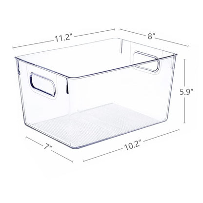 SKTEET Set of 8 Large Clear Plastic Storage Bins (8L), Storage Containers for Pantry Organization and Kitchen Storage Bins,Home Edit and Cabinet Organizers