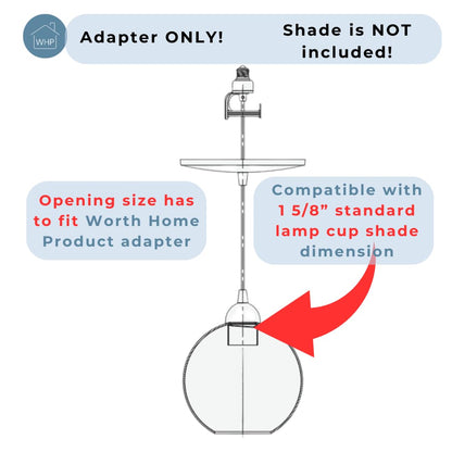Worth Home Products The Original Instant Pendant Light | 6-Inch Recessed Can Screw-in Pendant Conversion Kit | Matte Black Pendant (Adapter Only – Bulb Not Included)