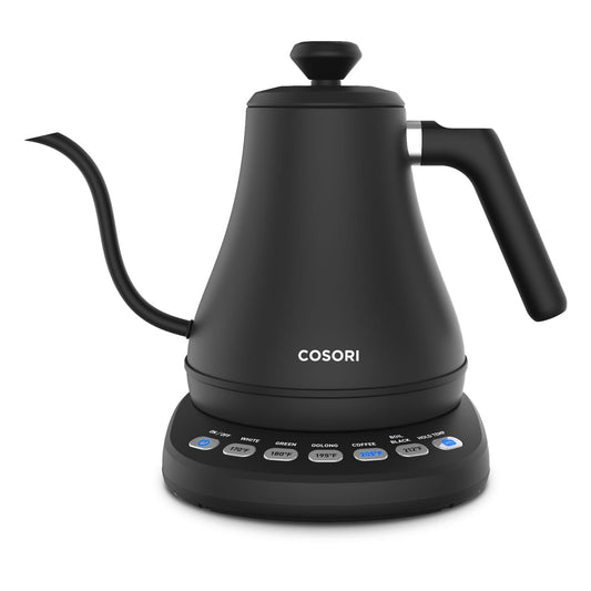 COSORI 0.8L Electric Gooseneck Kettle, 5 Temp Presets, 1200W Quick Heat, Stainless Steel, Matte Black
