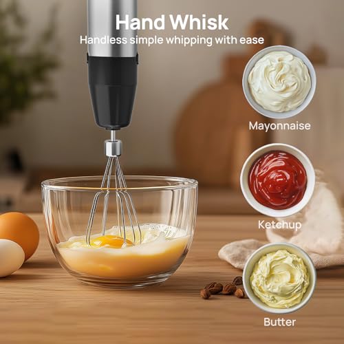 Consciot 10-in-1 Immersion Blender Handheld Max 1100W with Entire Stainless Steel Blender Shaft, Trigger Speed Control, 800ml Beaker, 600ml Chopper, Beaters, Frothers, Hooks, Masher, Whisk & 600ml Cup