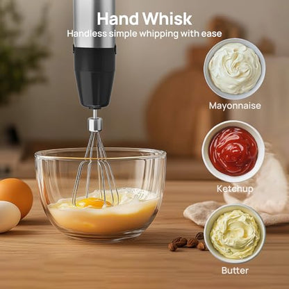 Consciot 10-in-1 Immersion Blender Handheld Max 1100W with Entire Stainless Steel Blender Shaft, Trigger Speed Control, 800ml Beaker, 600ml Chopper, Beaters, Frothers, Hooks, Masher, Whisk & 600ml Cup