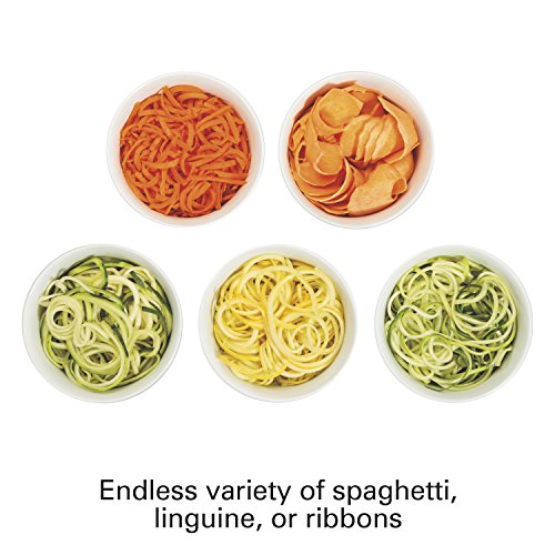 Hamilton Beach 3-in-1 Electric Vegetable Spiralizer for Veggie Noodles, Zoodle Maker & Slicer With 3 Cutting Cones for Spaghetti, Linguine, and Ribbons, 6-Cups, Black (70930)