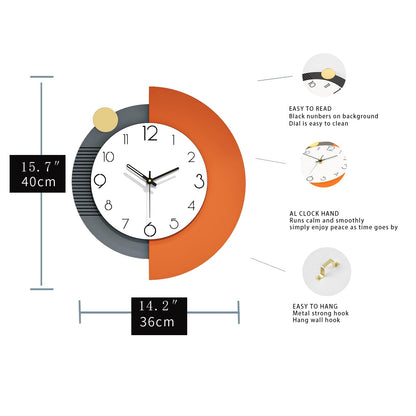 FLEBLE Modern Wall Clocks for Living Room Decor Large Decorative Wall Clock Battery Operated for Bedroom Office Kitchen Home Black Wood Silent Wall Clock Non Ticking 14x16 inches