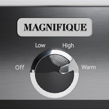 [NEW] MAGNIFIQUE 4-Quart Slow Cooker with Casserole Manual Warm Setting - Perfect Kitchen Small Appliance for Family Dinners, Dishwasher Safe Crock, Stainless Stee