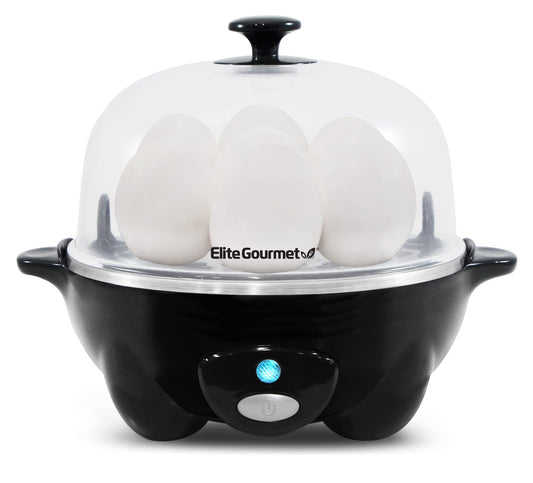 Elite Gourmet EGC-007B Rapid Egg Cooker, 7-Capacity, Boil, Poach & Omelet Maker, Auto Shut-Off, Black