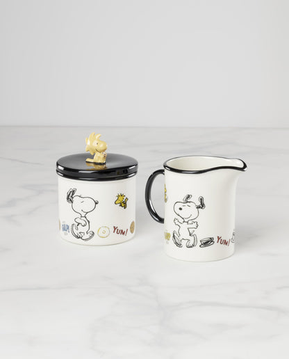 Lenox Home And Kitchen, Chef Snoopy Sugar & Creamer, 2-Piece Set, Porcelain Material, Sugar And Creamer Set, Dishwasher Safe, Chef Snoopy Design, Kitchen Tabletop Decor & Accessories (White, 2 Pieces)