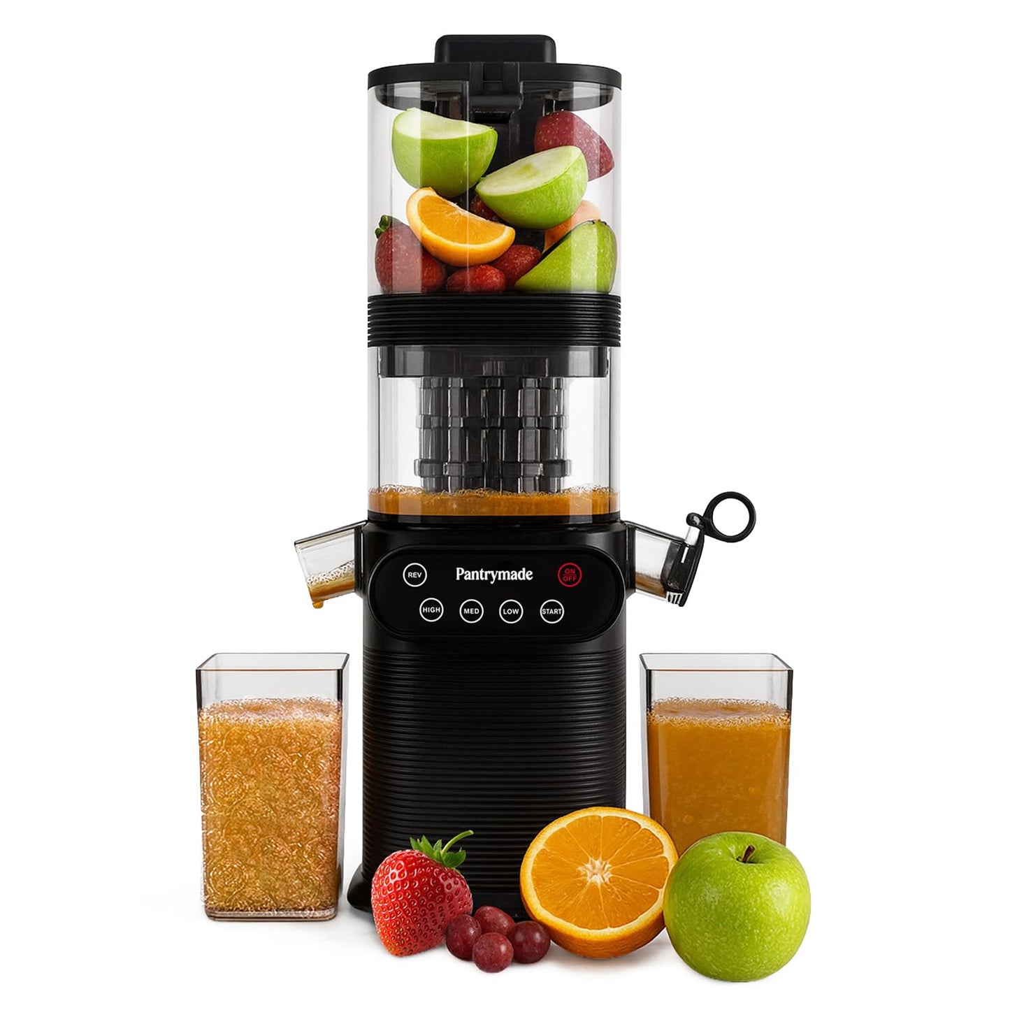 Pantrymade Juicer Machines, Cold Press Juicer for Whole Fruits and Vegetables, Slow Masticating for High Juice Yield, 5.5" Large Feed Chute, Easy to Clean, BPA Free, Powerful Brushless Motor, Black