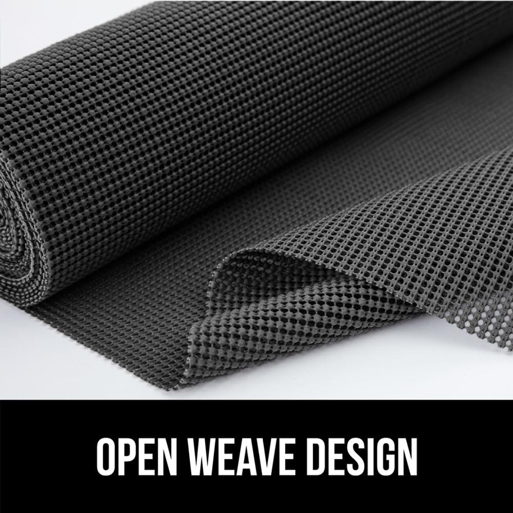 GORILLA GRIP powerGRIP Drawer Shelf and Cabinet Liner, Thick Strong Hold, Non-Adhesive Liners Protect Kitchen Cabinets and Cupboard, Bathroom Drawers, Easy Install, Breathable Mat, 20" x30', Charcoal