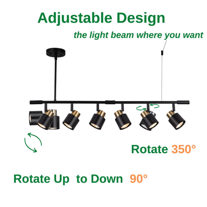 CRAFTRONOS 6 Light Track Lighting Kit, Matt Black Brass Finish Adjustable Height with Moden Flush Mount Ceiling Spotlight for Kitchen,Dining,Living Room,Home Improvement