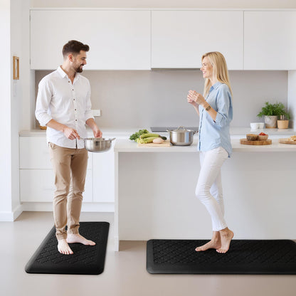 TranquilRelax 4/5 Inch Thick Anti-Fatigue Kitchen Mat Water Resistant Non-Slip Kitchen Floor Mat Ergonomic Comfort Standing Mat for Home Kitchen Office Laundry 17.3"x 60" Black