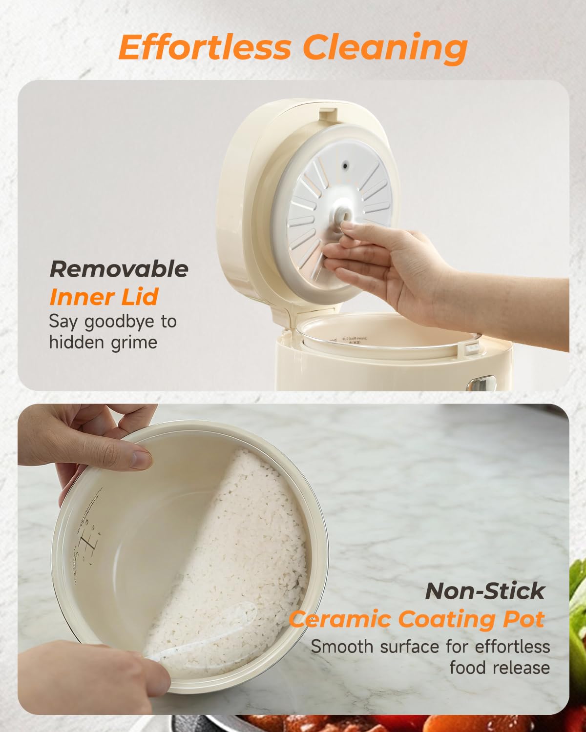 Feekaa Rice Cooker Small, 3-Cup Uncooked / 6-Cup Cooked, Compact Mini Rice Cooker Small Kitchen with Ceramic Coated Inner Pot, Rice Maker with 6 Menu Options, Low Temperature Cooking, 12H Delay Timer
