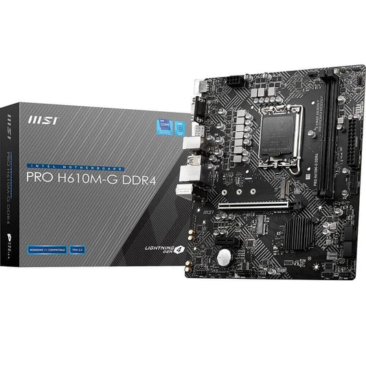 MSI PRO H610M-G DDR4 DDR4 Motherboard (mATX, 12th Gen Intel Core, LGA 1700 Socket, DDR4, PCIe 4, 2.5G LAN, M.2 Slots, USB 3.2)