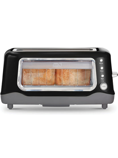 Dash Clear View Toaster - Features Large Window & Extra-Wide Slots - Auto-Shut Off Feature - Bagel Functions, & Seven-Browning Levels - 1-Touch Defrost - Black