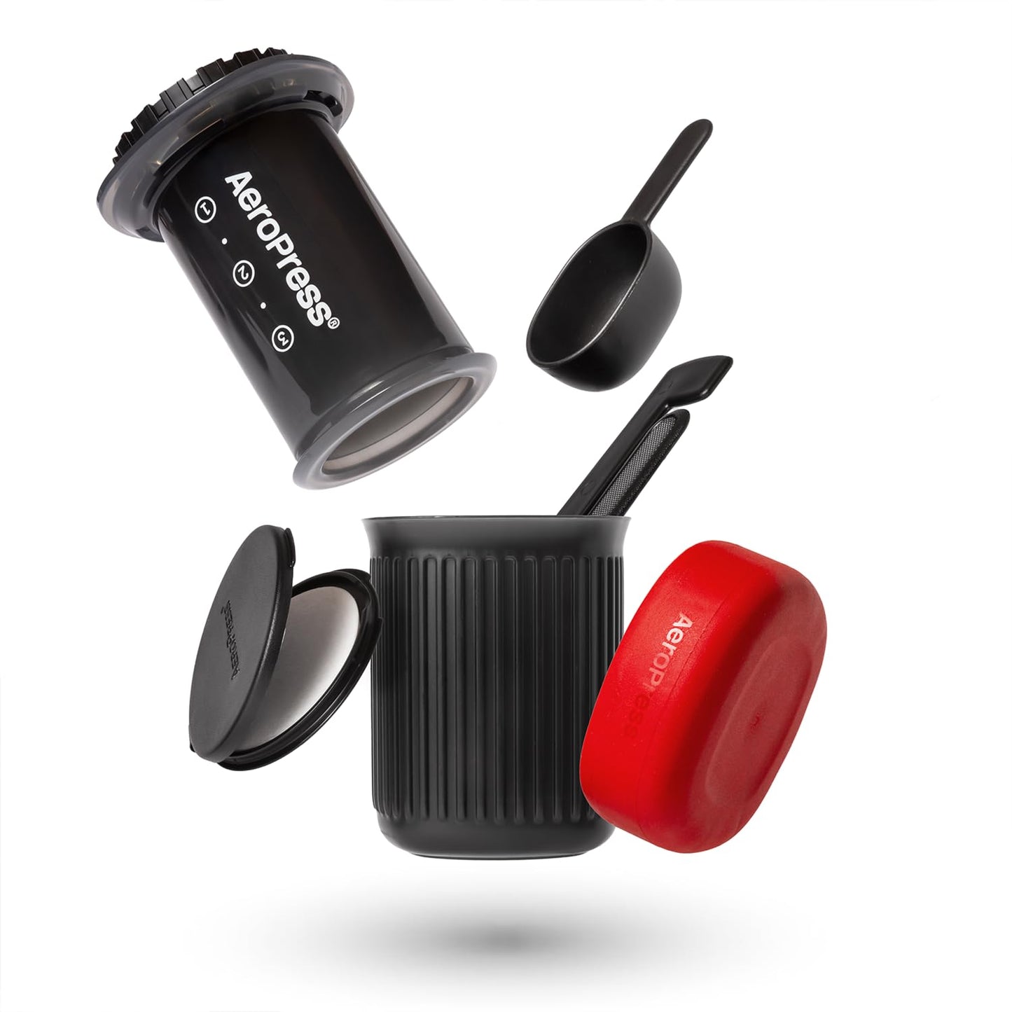 AeroPress Go, Extra Small Portable Coffee Maker Kit, Travel, Hiking & Camping, All-in-One French Press, Pour-Over & Espresso Style Manual Brewer, 2 Min Brew Makes a Less Bitter, More Flavorful Cup