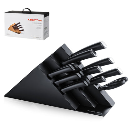 KINGSTONE 14-Piece Kitchen Knife Set with Block, High-Carbon Stainless Steel Knives Set, Ergonomic Non-Slip Handle, Professional Knife Set for Kitchen for Home Cooking & Gifting, Black