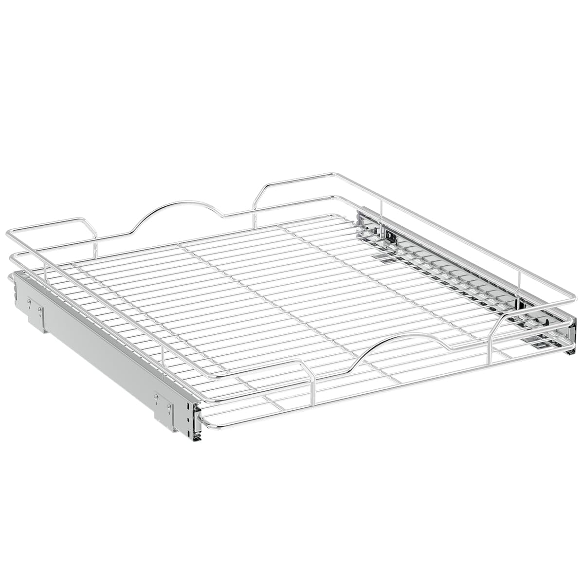 OCG Pull Out Cabinet Organizer (21" W x 21" D), Pull out Shelves 1 Tier, Cabinet Slide Out Shelves for Base Cabinet Organization in Kitchen Bathroom Pantry, Bottom Mount, Chrome Finish