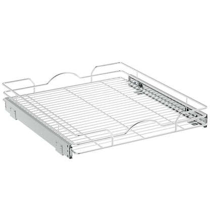 OCG Pull Out Cabinet Organizer (21" W x 21" D), Pull out Shelves 1 Tier, Cabinet Slide Out Shelves for Base Cabinet Organization in Kitchen Bathroom Pantry, Bottom Mount, Chrome Finish