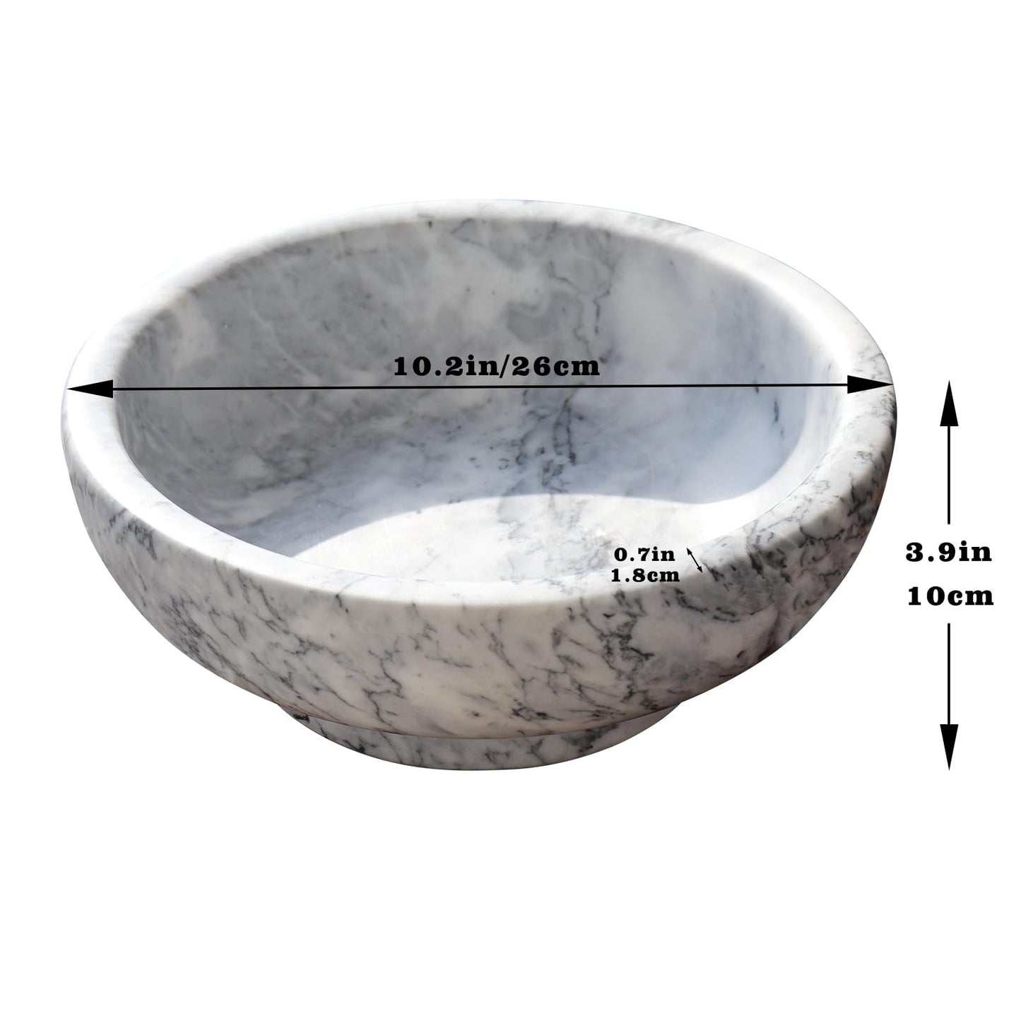 Natural Marble Fruit Bowl for Kitchen Counter, 10.2" Large Luxury Home Decorative Bowl, Modern Pedestal Key Organizer Bowl, 10 lb Heavy Solid Marble Decor for Centerpiece Entryway & Coffee Table