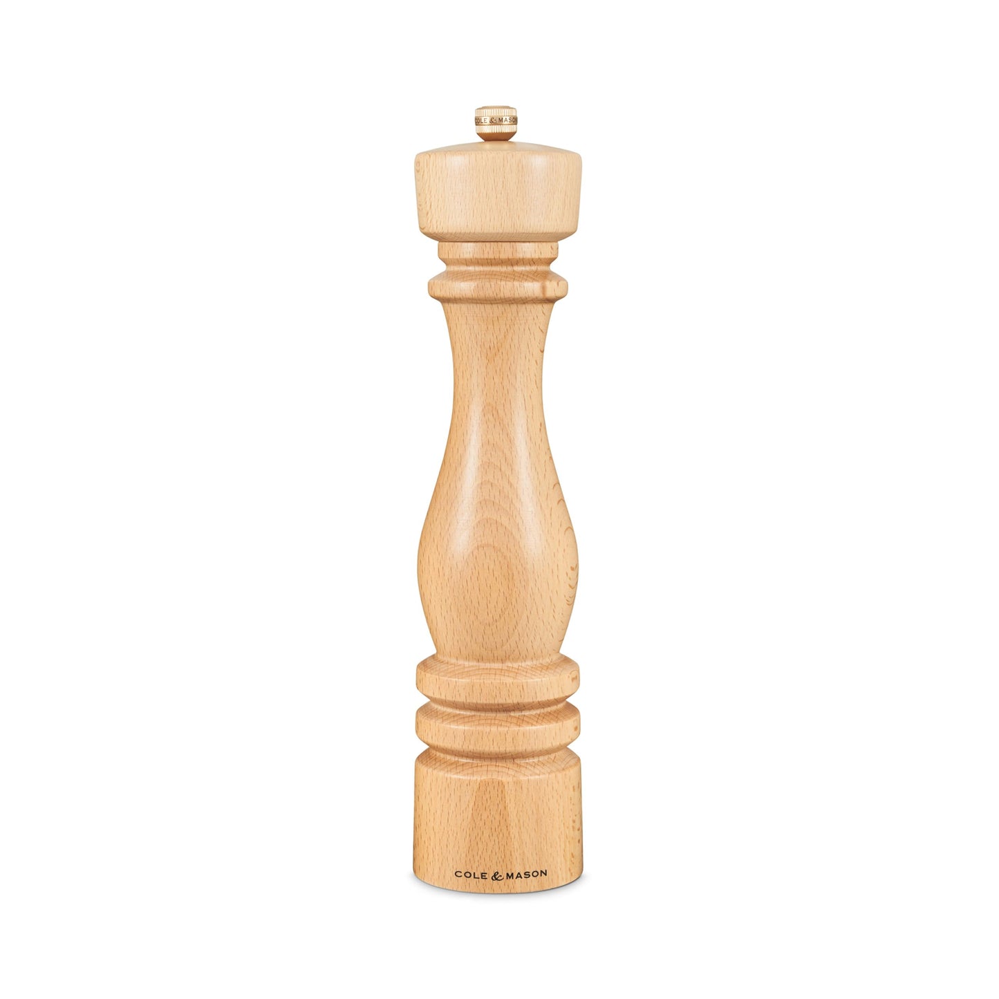 Cole & Mason London Refillable Spice Mill - Kitchen & Home Accessory - Table Black Pepper Grinder - Pepper Mill with Carbon Steel Mechanism - 11", Natural Beech