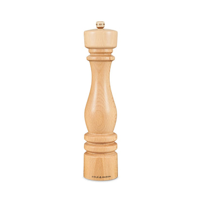 Cole & Mason London Refillable Spice Mill - Kitchen & Home Accessory - Table Black Pepper Grinder - Pepper Mill with Carbon Steel Mechanism - 11", Natural Beech