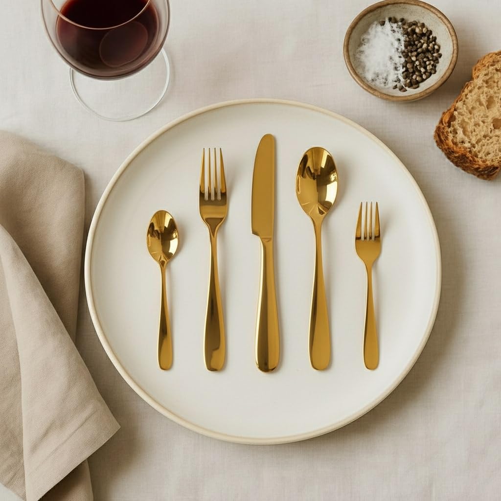 Famous Haus London Silverware Set, 30 Piece Forged Flatware Set Cutlery Set Premium Polished Stainless Steel, Service for 6, for Kitchen, Home, Wedding, Party, Dishwasher Safe