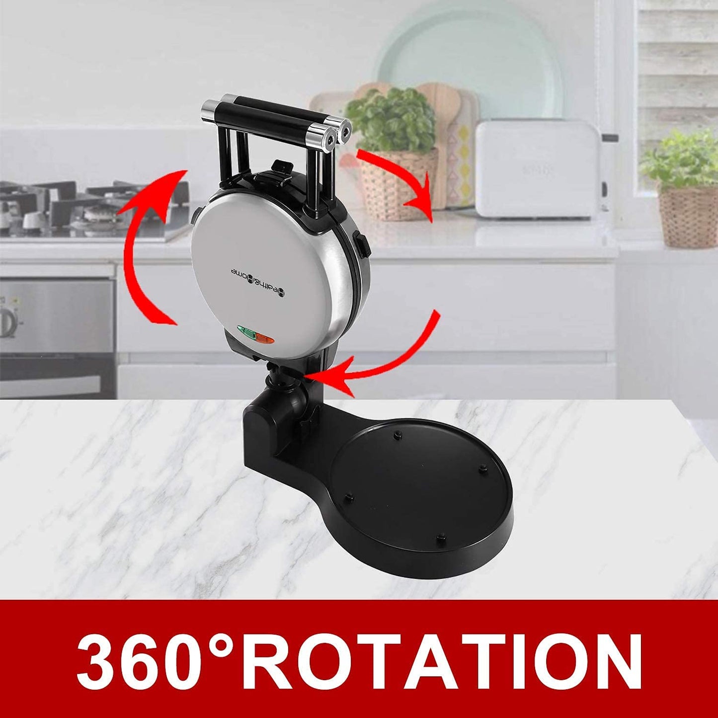 Health and Home 3-in-1 Waffle, Omelet, Egg Waffle Maker, 3 Removable Nonstick Baking Plates, Upgraded 360 Rotating Belgian Maker