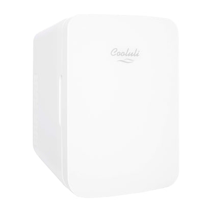 Cooluli 10L Mini Fridge for Bedroom - Car, Office Desk & College Dorm Room 12v Portable Cooler Warmer Food, Drinks, Skincare, Beauty Makeup AC/DC Small Refrigerator with Glass Front, 110 Volts, White