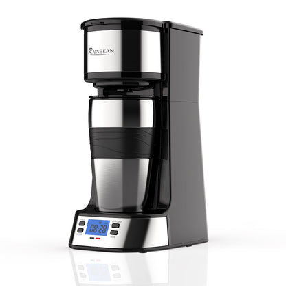 RAINBEAN Single Serve Coffee Maker, Programable Single-Serve Brewers, Timer Auto Start/Off, 14 Oz Single Cup Coffee Machine For Ground Coffee, 700W Quick Brewing, Perfect Gifts for Coffee Lovers